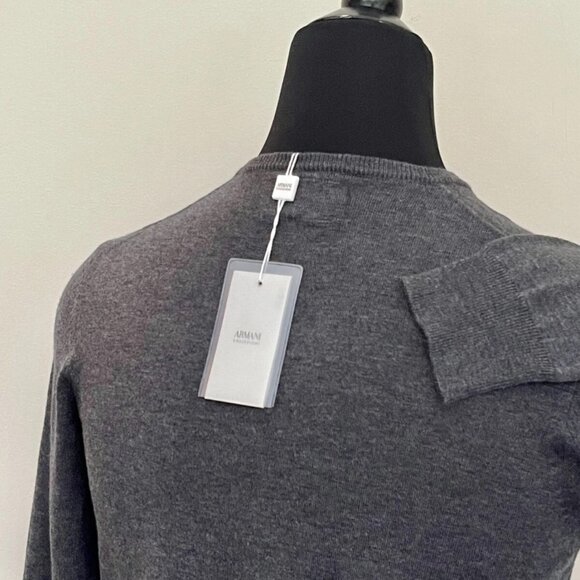 New Armani Collezioni V Neck Gray Sweater XXL size